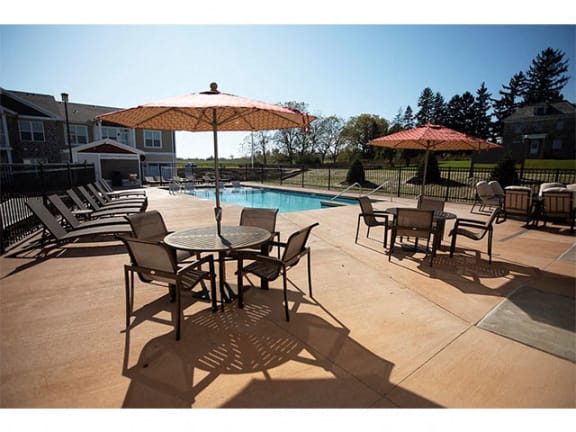 Relaxing Area By The Pool at Cedar Place Apartments, Cedarburg, Wisconsin