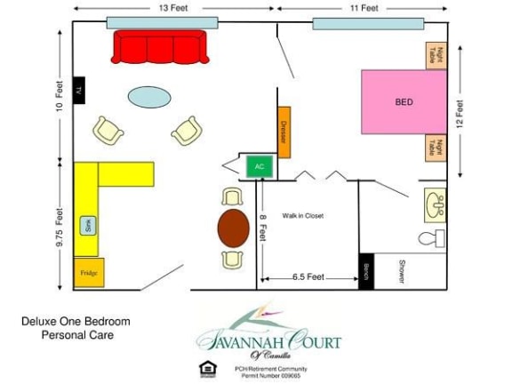Deluxe Floor Plan at Savannah Court of Camilla, Georgia