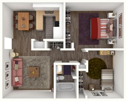 2 Bed 1 Bath RANDOLPH Floor Plan at City-Base Vista, Texas