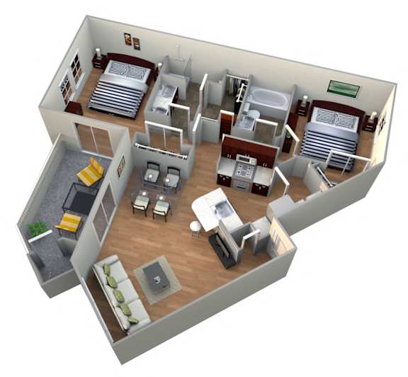 2B Floor Plan at The Landmark, New Braunfels, TX
