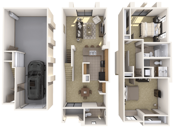 TH1 Premier - 2 Bedroom 2 Bath Floor Plan Layout – 1274 Square Feet
