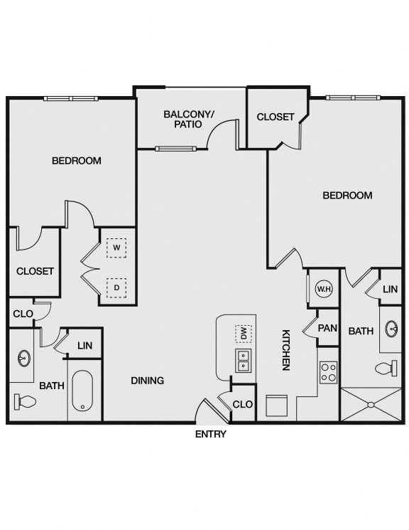 Floor Plan  2 bed 2 bath at Atria Apartment Homes, Oklahoma