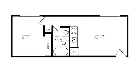 1 Bedroom Floor Plan at Virginia Park, Lakewood