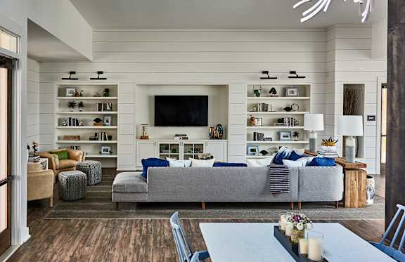 Clubroom With Smart Tv And Fireplace at Beckett Farms Apartments, PRG Real Estate Management, South Carolina, 29715