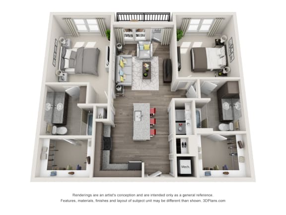 The Alton Floor Plan at Beckett Farms Apartments, PRG Real Estate Management, Fort Mill, South Carolina