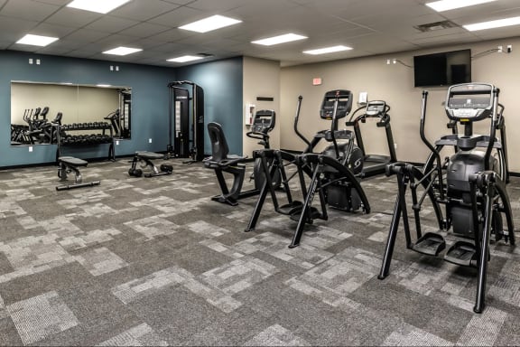 Fitness Center With Modern Equipment at Whispering Hills, Nebraska 68164