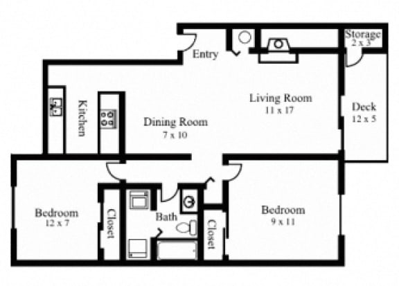 Floor Plan  2 Bed Floor Plan at The Lodge at Madrona, Washington