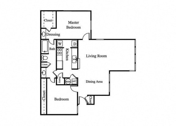 the jade two bedroom floorplan with large living room