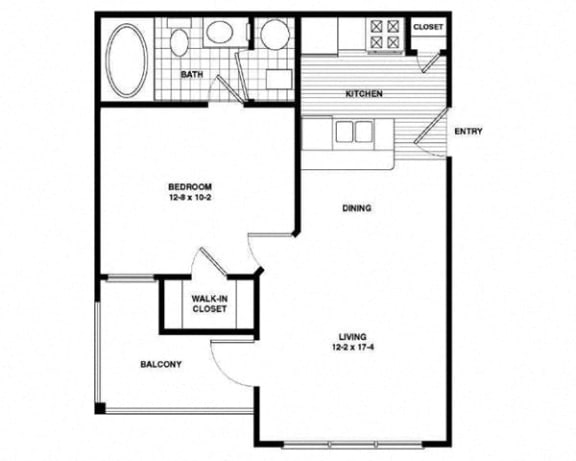 1 Bed 1 Bath Bluegrass Floor Plan | Sq. Ft.: 530 at The Farms Apartments, Ohio