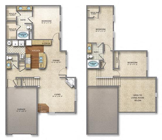 3 bed 2.5 bath Floor Plan | 1,645 Sq. Ft. at The Charleston Apartments , Columbus, OH, 43221