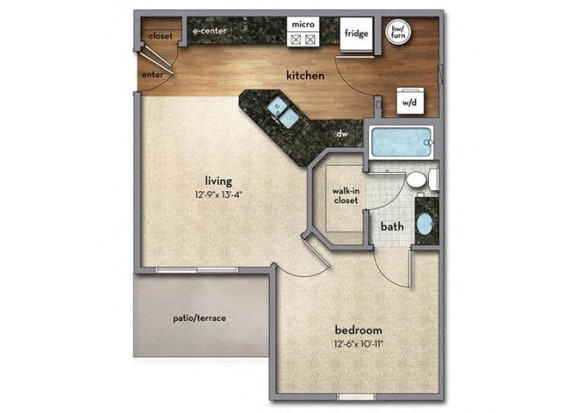 1 bed 1 bath Floor Plan | 603 Sq. Ft. at Strathmoor Apartments , Ohio