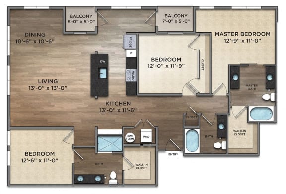 C1-0 Floor Plan at The Nicholas, Columbus, OH, 43215