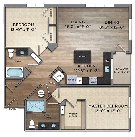 B80_2_FloorPlan at The Nicholas, Columbus, OH, 43215