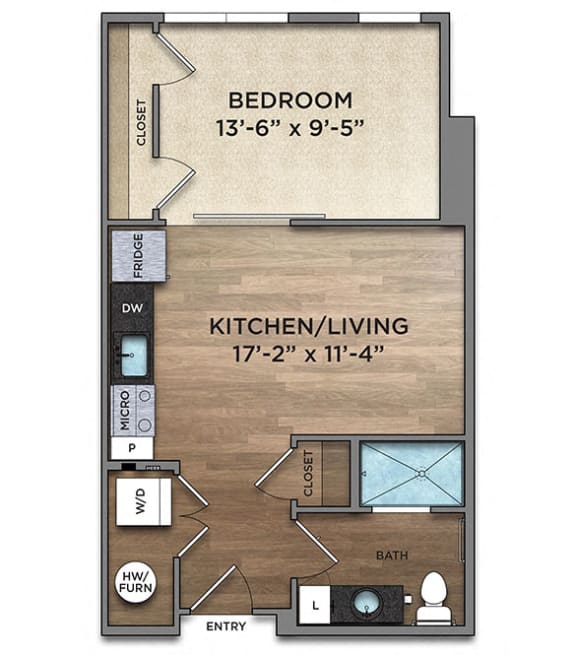 S1-2-1 Floor Plan at The Nicholas, Columbus, Ohio