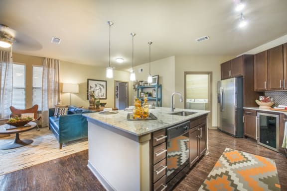 Elegant Backsplashes In Kitchen at Aviator West 7th, Fort Worth