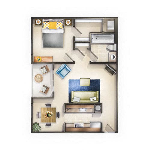 large 1 bedroom apartment