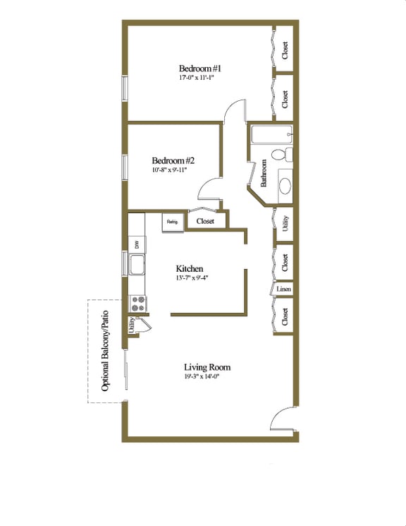 floor plan of a bedroom apartment for rent