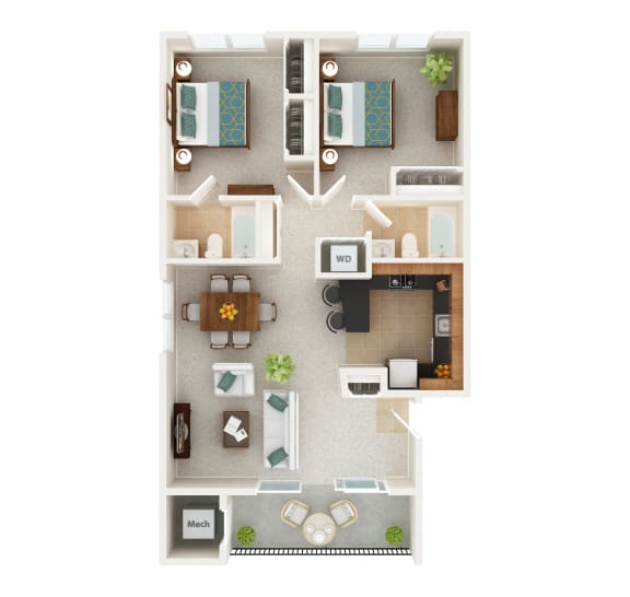 West Floor Plan at Spa Cove Apartments, Annapolis, Maryland