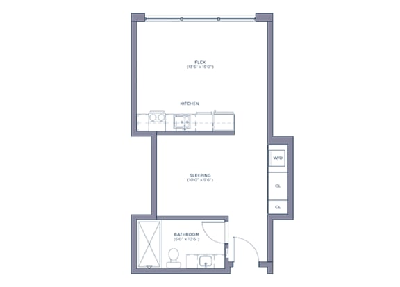 Studio Floor Plan at Shirt Factory Lofts, Norwalk, CT