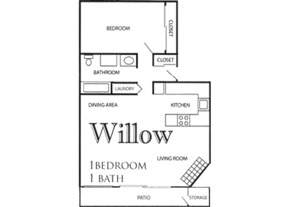 1 Bed 1 Bath Floor Plan at Autumn Village, Milton