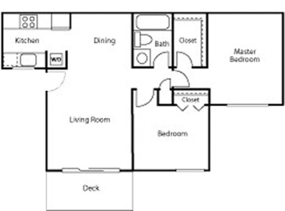 2 Bed 1 Bath Floor Plan at The Lakes at Fife, Fife, Washington