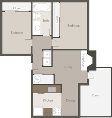 Floor Plan  2 Bedroom 1 Bathroom Floor Plan at Northpoint Apartments, Washington, 98407