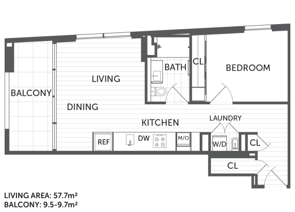 Floor Plan  1M - 1Bed 1 Bath - The Briscoe by Kinleaf
