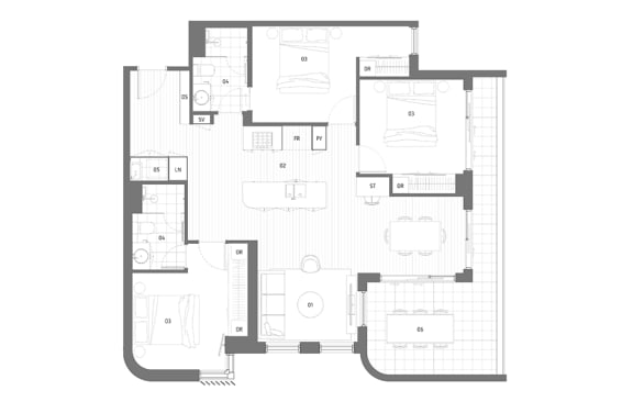 Floor Plan  Type N - 3-Bedroom Floorplan