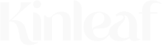 The image shows the word "kinleaf" in white text on a black background.