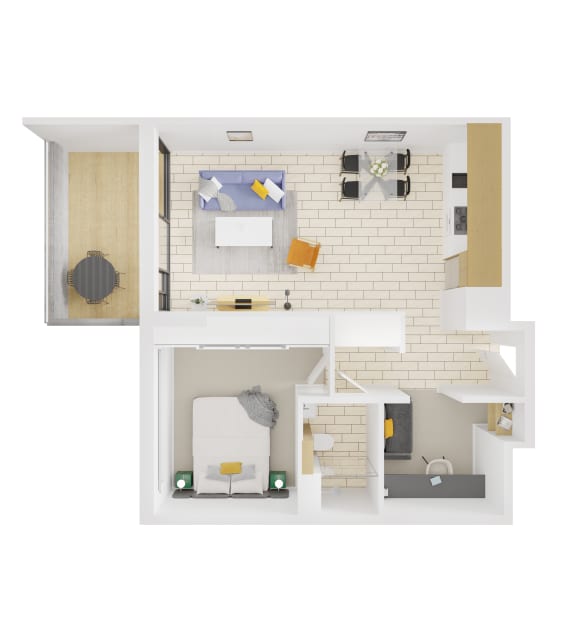 a floor plan of a house with a bedroom and a living room