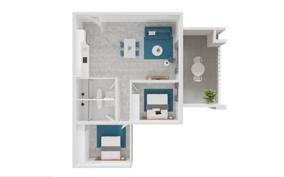 a floor plan of a bedroom apartment with a bathroom and a living room