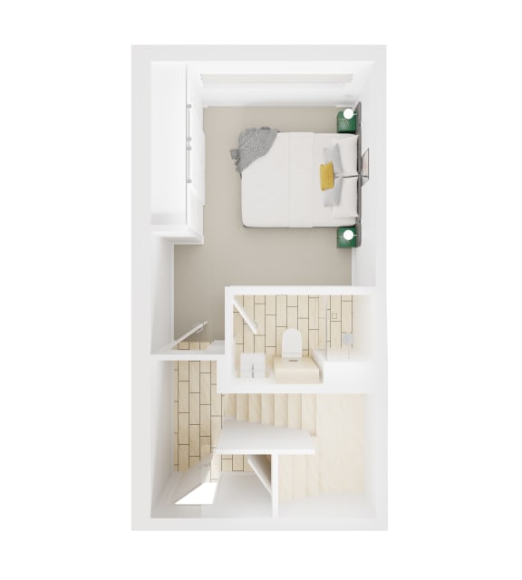 a floor plan of a house with a bedroom and a bathroom