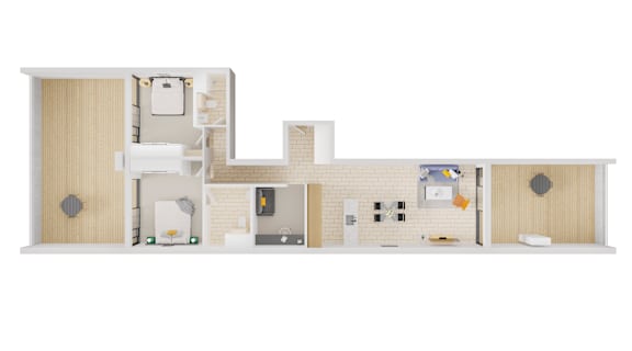 A white and beige kitchen layout with a sink, stove, and refrigerator.