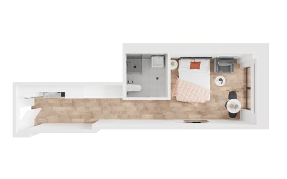 a floor plan of a house with a bedroom and a bathroom