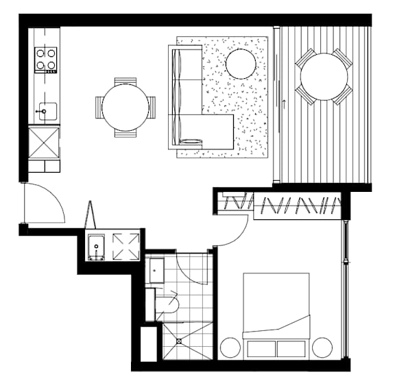 A black and white image of a floor plan for a house.