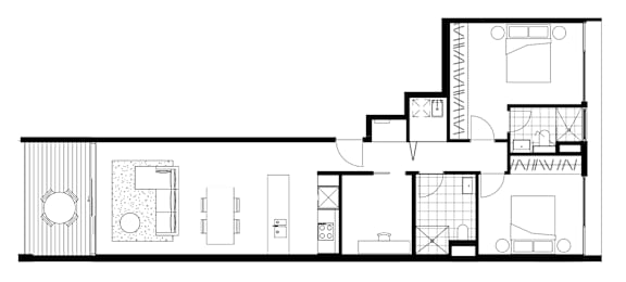 A black and white floor plan of a house with multiple rooms.