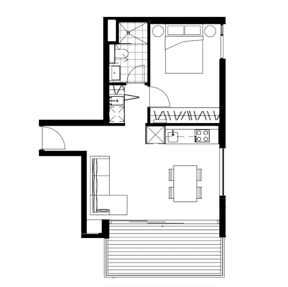 A black and white drawing of a house plan.