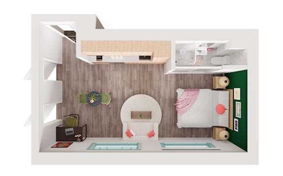 A bathroom with a toilet, sink, and a mirror.