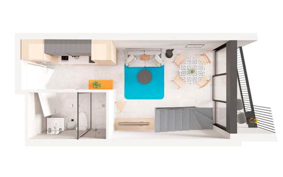 a floor plan of a house with a swimming pool