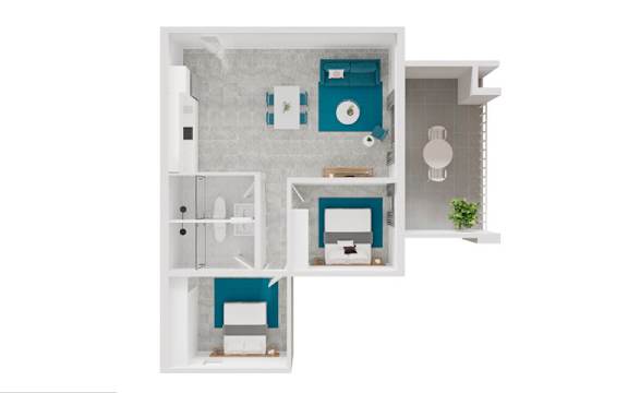 a floor plan of a bedroom apartment with a bathroom and a living room