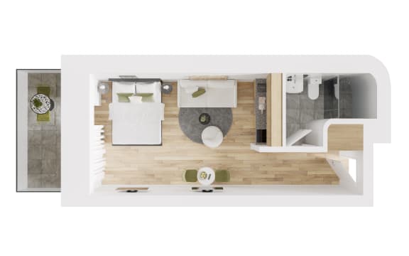 Floor Plan  a floor plan of a bedroom with a bathroom and a living room