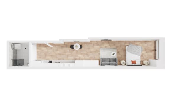 a floor plan of a house with a bedroom and a bathroom