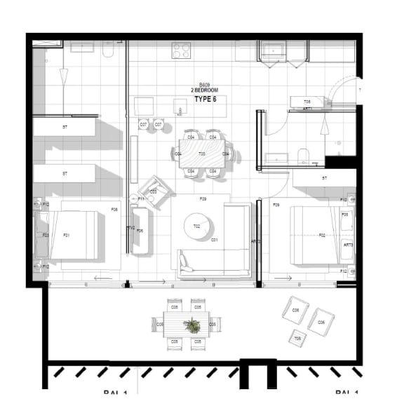 a floor plan of a house with a plan of rooms and a living room