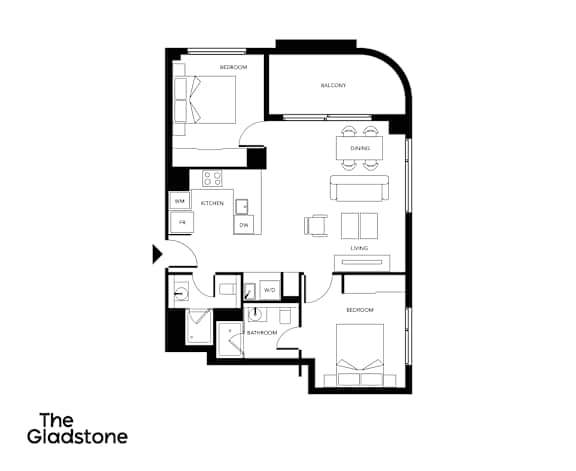 A black and white floor plan of a house layout.