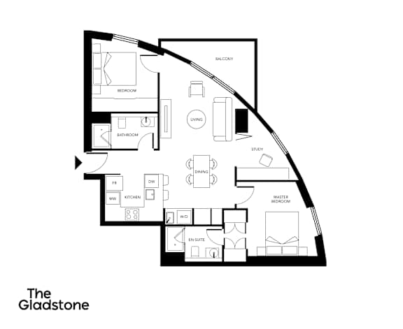 A black and white image of a floor plan for a home.