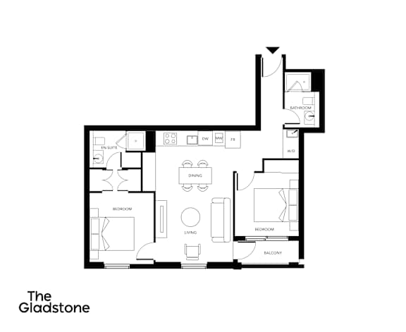 A black and white floor plan of a house layout.