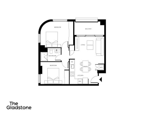 A black and white floor plan of a house layout.