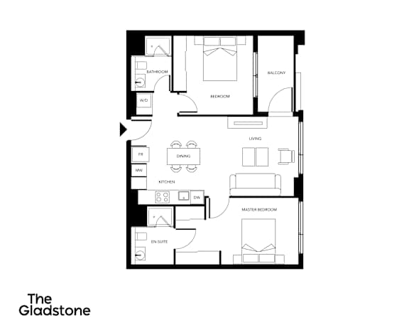 A black and white floor plan of a house layout.