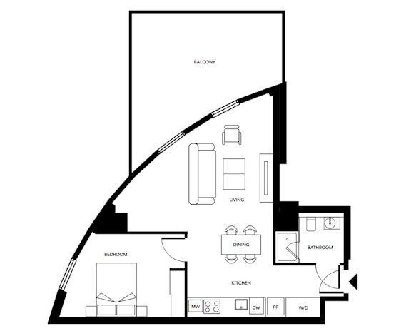 A black and white image of a house floor plan.