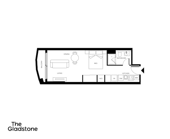 A black and white floor plan of a house layout.